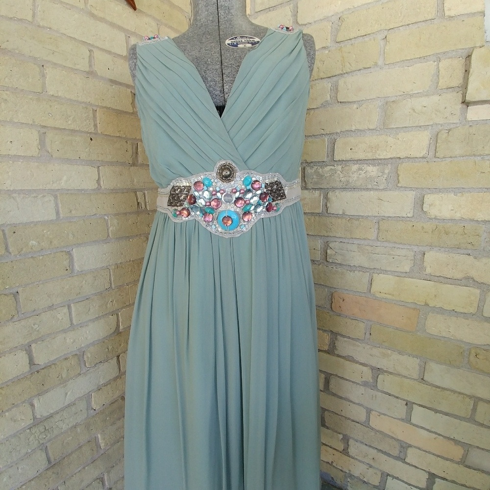 Seafoam Green Embellished Cocktail Dress